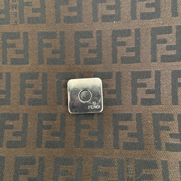 Authentic Vintage Fendi Zucchino Baguette w/ COA Brown / Black w/ Gunmetal Gray - Picture 12 of 14